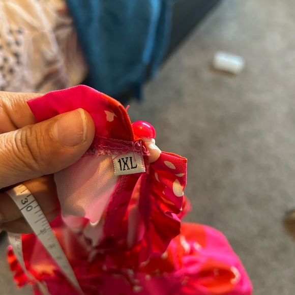 1XL Dopamine Boho Rose Red Leopard Print Ruffle Cap Sleeve Mini Dress - Picture 7 of 8